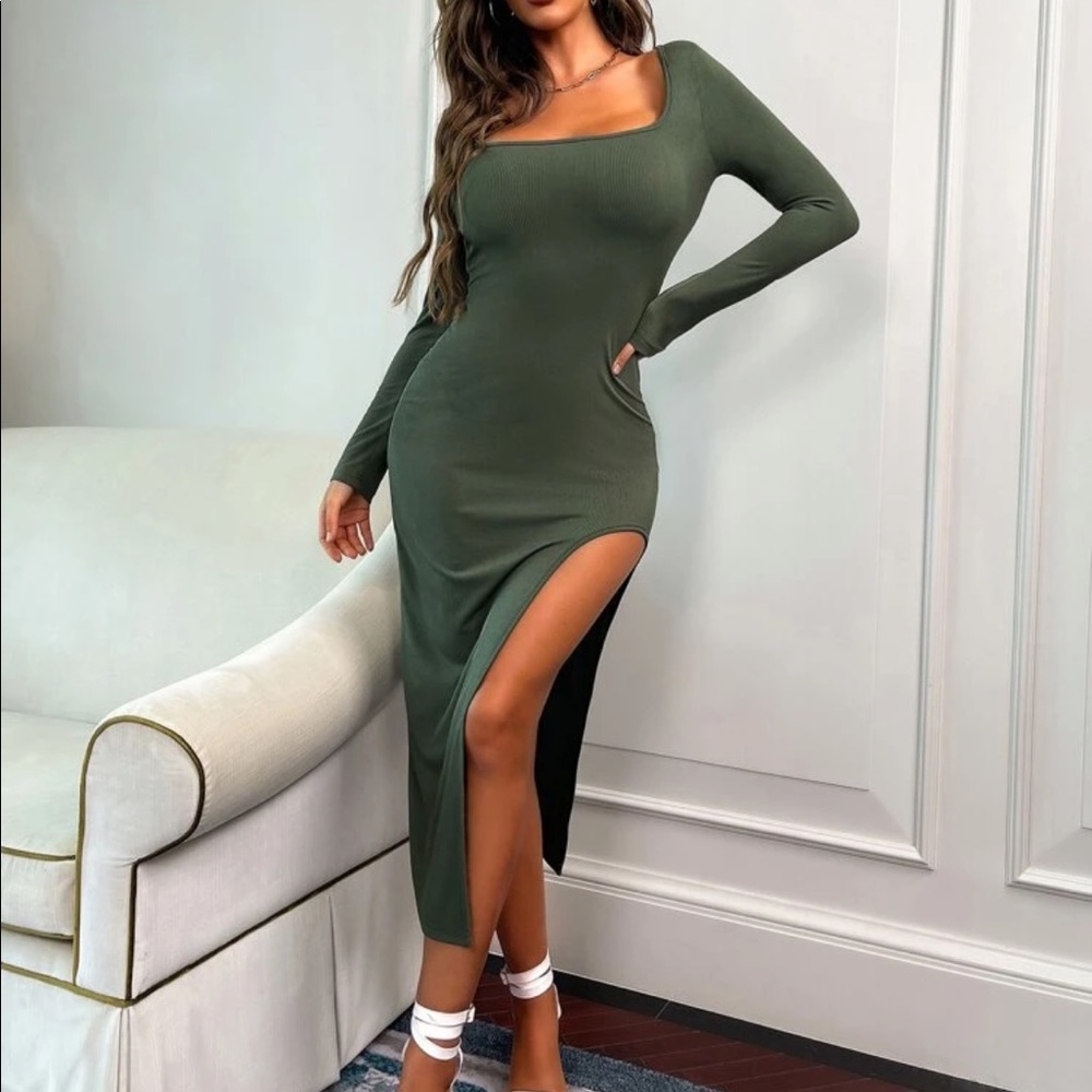 Olive green dress